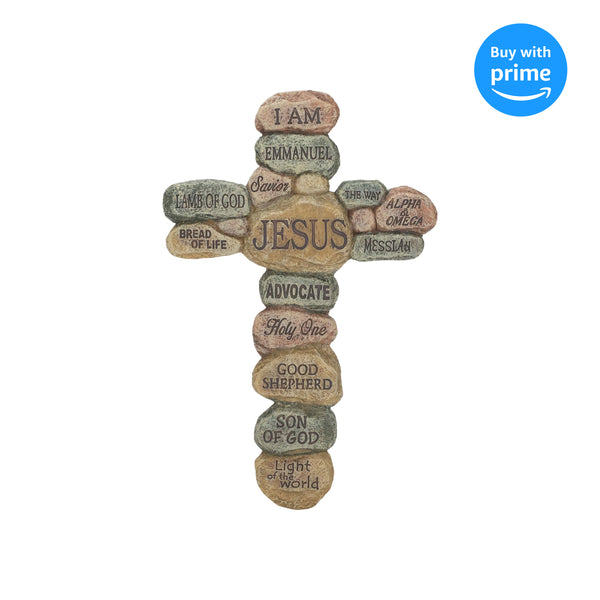 Dicksons Names of Jesus Christ Pebble 10 Inch Resin Decorative Hanging Wall Cross