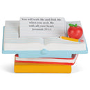 Azure Blue Bronze Tone Cross 3 inch Resin Faith Builders Greeting Card Holder