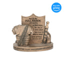 Dicksons Bronzetone Full Armor Scripture 3 x 4 Resin Decorative Tabletop Card Holder