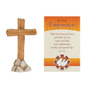 Confirmation Cross Natural Brown 3 inch Resin Stone Tabletop Figurine and Card