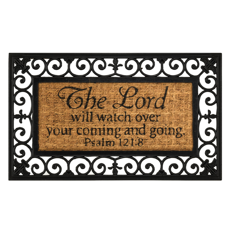 Dicksons Watch Over You Psalm 121:8 Natural Brown 18 x 30 Inch Rubber & Coir Anti Slip Doormat