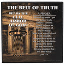 Belt of Truth Armor Antiqued  Brown 4 x 4 MDF Decorative Tabletop Sign Plaque