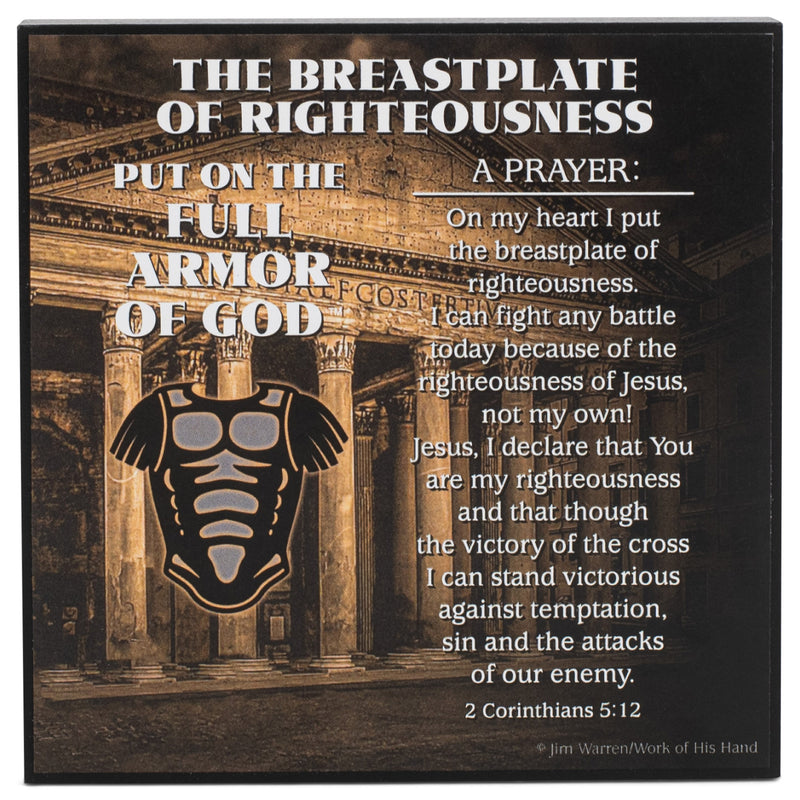 Breastplate of Righteousness Antiqued Brown 4 x 4 MDF Decorative Wall and Tabletop Frame