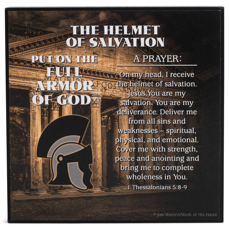 Helmet of Salvation Antiqued Bronzed 4 x 4 MDF Decorative Wall and Tabletop Frame