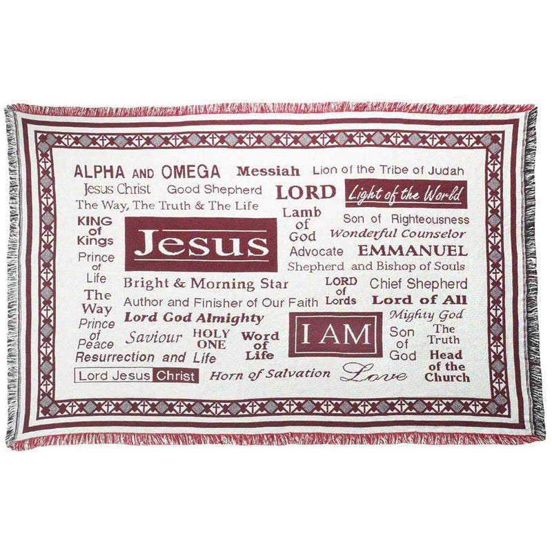 Dicksons Names of Jesus Christ Red and Cream 36 x 48 All Cotton Petite Throw Blanket