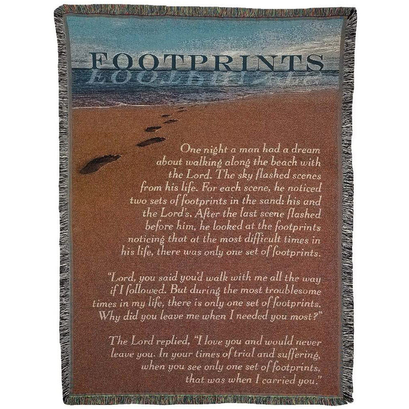 Dicksons Footprints in The Sand Ocean Tide 52 x 68 All Cotton Tapestry Throw Blanket