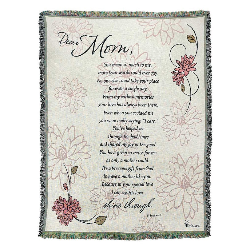 Dicksons Dear Mom You Mean So Much 52 x 68 inch Woven Cotton Throw Blanket