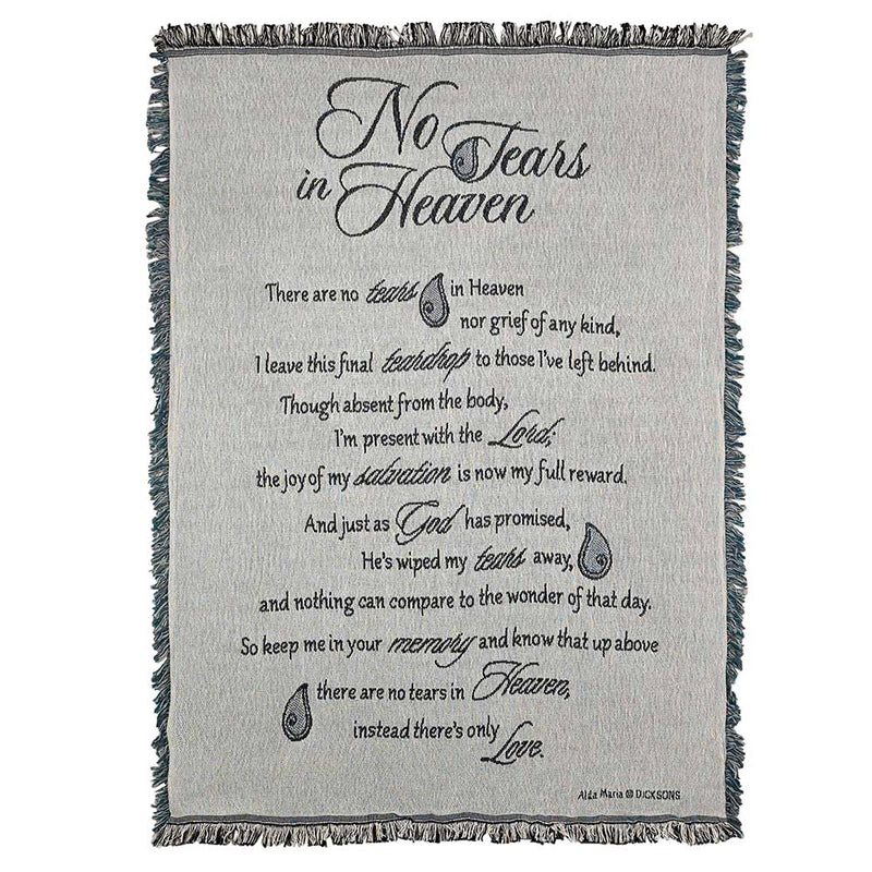 Dicksons No Tears in Heaven on Grey Memorial 48 x 68 All Cotton Tapestry Throw Blanket
