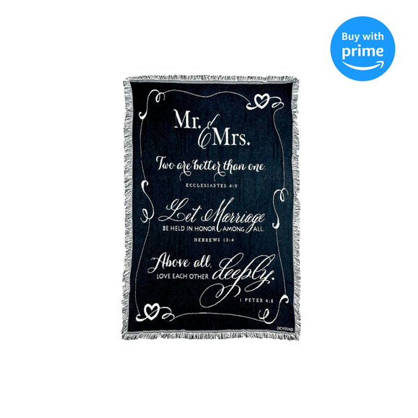 Dicksons Mr. and Mrs. 1 Peter 4:8 Black and White 52 x 68 All Cotton Tapestry Throw Blanket