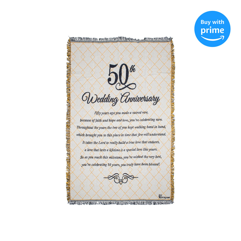 Dicksons 50th Wedding Anniversary Poem 48 x 68 All Cotton Tapestry Throw Blanket