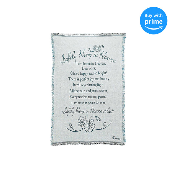 Dicksons Safely Home in Heaven on Aqua Memorial 48 x 68 All Cotton Tapestry Throw Blanket