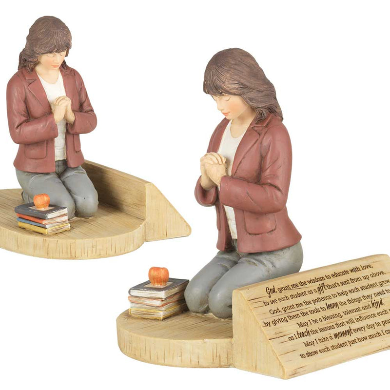 Dicksons Teacher's Prayer, Kneeling with Books 4.5 x 5.5 Resin Stone Tabletop Figurine