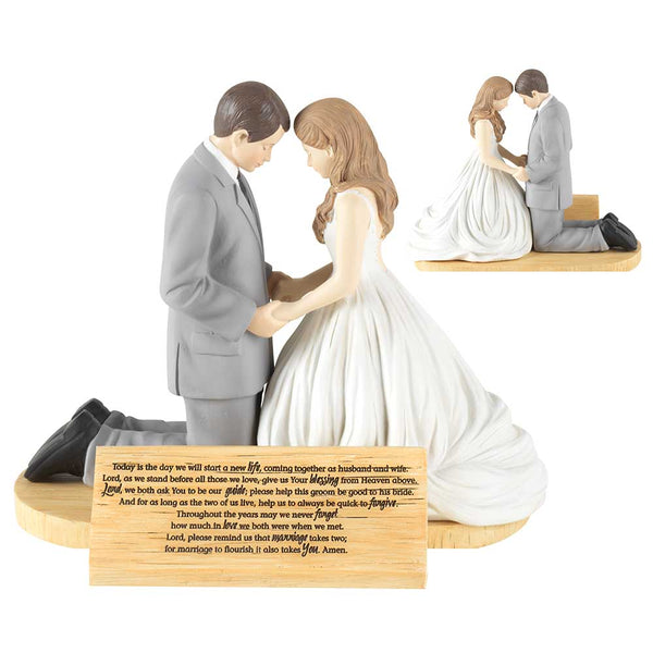 Dicksons Hear Our Prayer Kneeling Bride & Groom 5 x 5.5 Resin Stone Tabletop Figurine