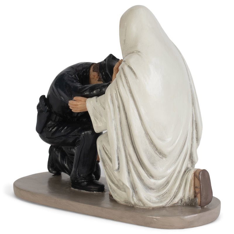 Praying Police Officer with Jesus 5 x 6 Resin Decorative Tabletop Figurine