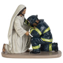 Praying Firefighter with Jesus 5 x 6 Resin Decorative Tabletop Figurine
