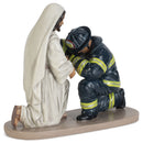 Praying Firefighter with Jesus 5 x 6 Resin Decorative Tabletop Figurine