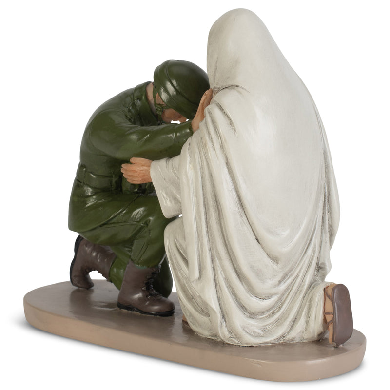 Praying Soldier with Jesus 5 x 6 Resin Decorative Tabletop Figurine