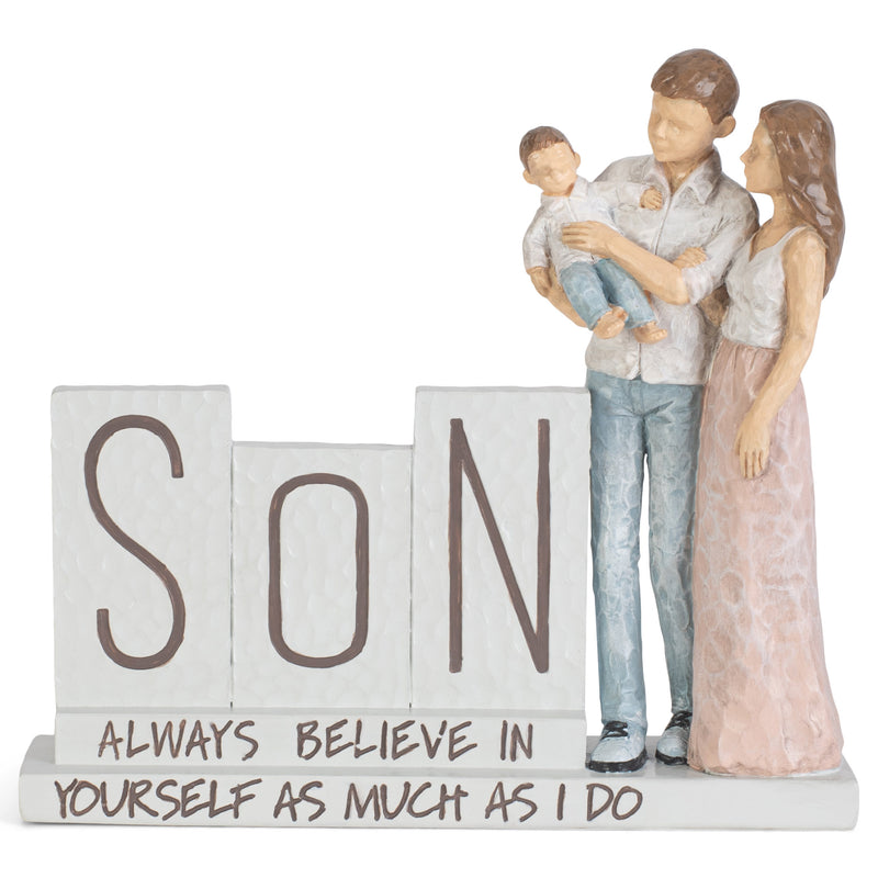 Always Believe In Yourself Mom Dad Son 5 x 7 Resin Decorative Tabletop Figurine