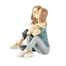 Embracing Sisters Sitting 5 x 5 Resin Decorative Tabletop Figurine