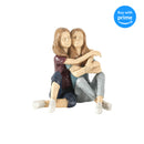 Embracing Sisters Sitting 5 x 5 Resin Decorative Tabletop Figurine