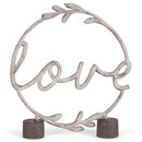 Whitewash Love Round Frame On Stand 8.5 x 7.5 Resin Decorative Tabletop Sign Figurine