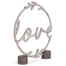 Whitewash Love Round Frame On Stand 8.5 x 7.5 Resin Decorative Tabletop Sign Figurine