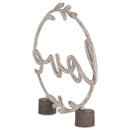 Whitewash Love Round Frame On Stand 8.5 x 7.5 Resin Decorative Tabletop Sign Figurine