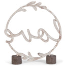 Whitewash Love Round Frame On Stand 8.5 x 7.5 Resin Decorative Tabletop Sign Figurine