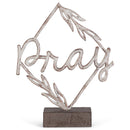 Whitewash Pray Diamond Frame on Stand 8.5 x 7.5 Resin Decorative Tabletop Sign Figurine