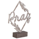 Whitewash Pray Diamond Frame on Stand 8.5 x 7.5 Resin Decorative Tabletop Sign Figurine