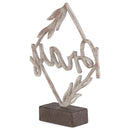 Whitewash Pray Diamond Frame on Stand 8.5 x 7.5 Resin Decorative Tabletop Sign Figurine