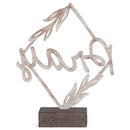 Whitewash Pray Diamond Frame on Stand 8.5 x 7.5 Resin Decorative Tabletop Sign Figurine
