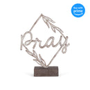 Whitewash Pray Diamond Frame on Stand 8.5 x 7.5 Resin Decorative Tabletop Sign Figurine
