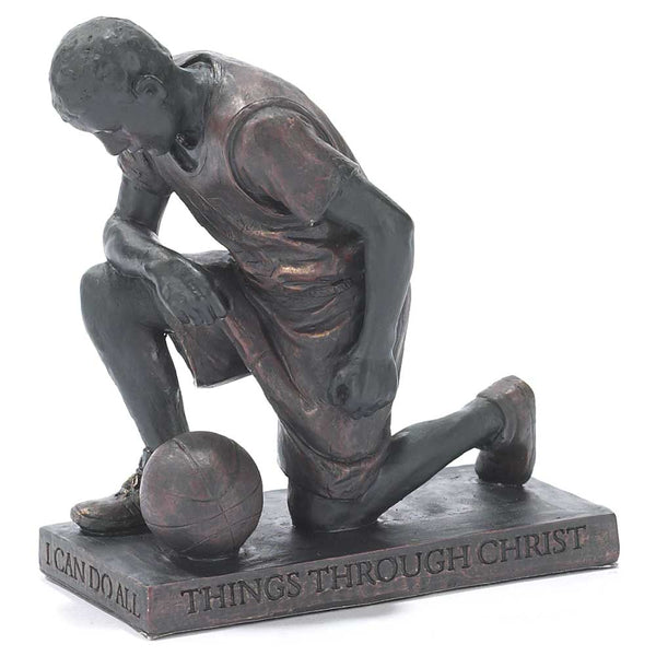 Dicksons Through Christ Praying Basketball 5 inch Grey Resin Stone Table Top Figurine