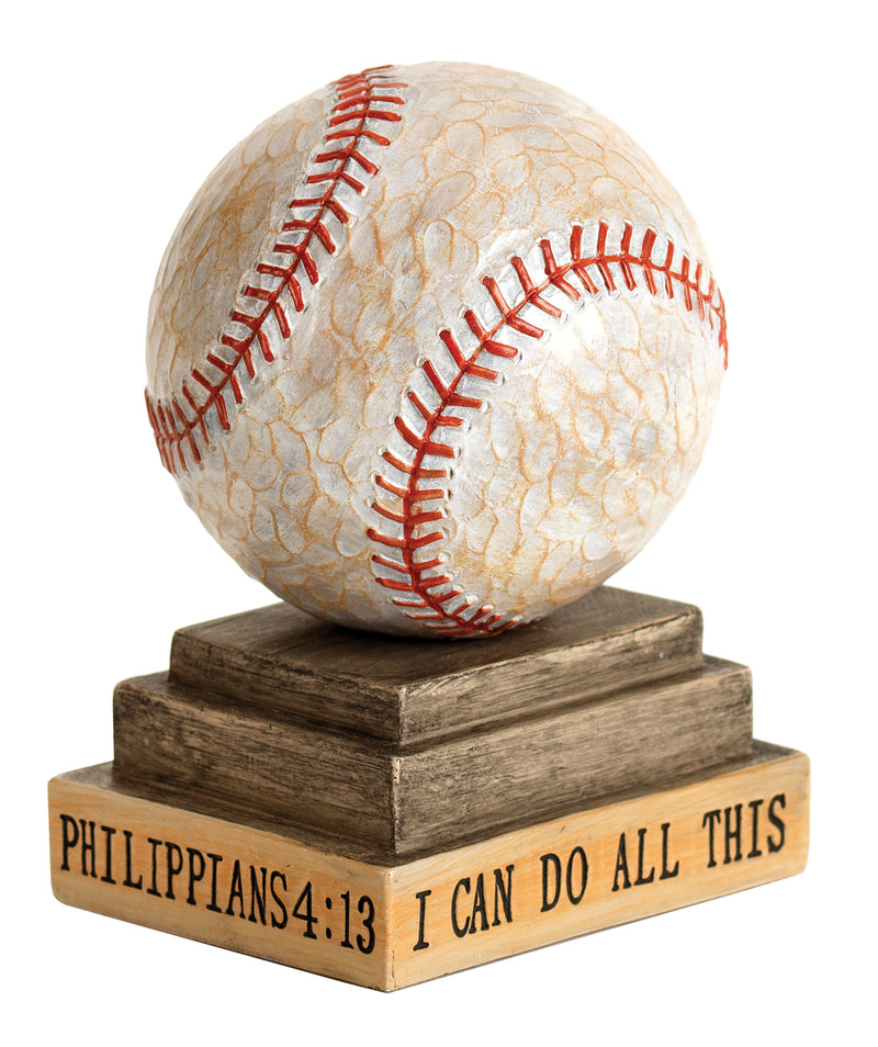 I Can Do All Things Baseball White 4 inch Resin Decorative Tabletop Figurine