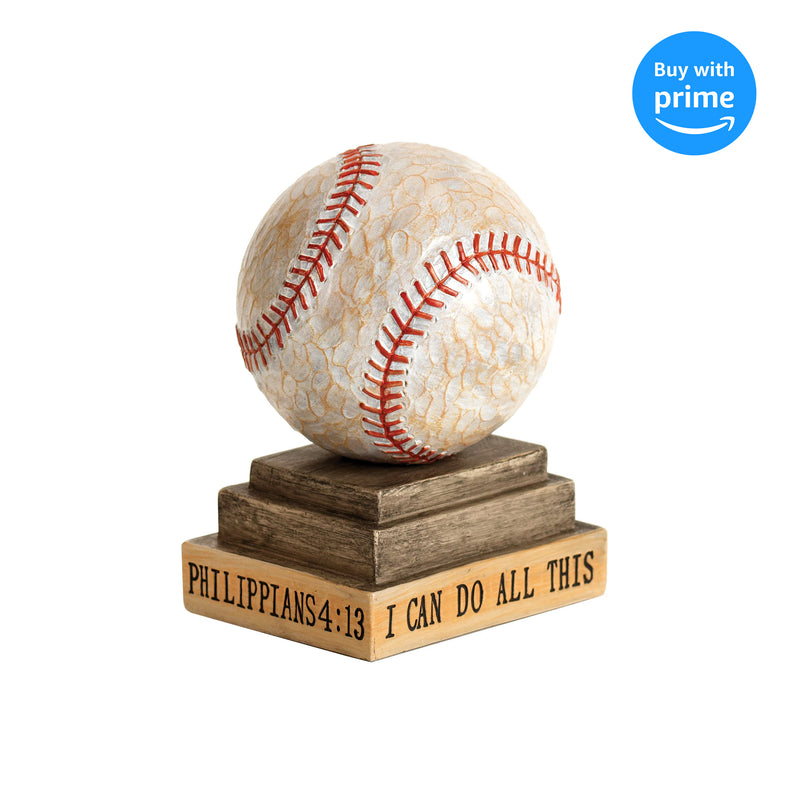 I Can Do All Things Baseball White 4 inch Resin Decorative Tabletop Figurine