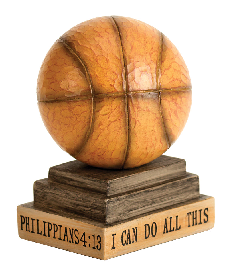 I Can Do All Things Basketball Orange 4 inch Resin Decorative Tabletop Figurine