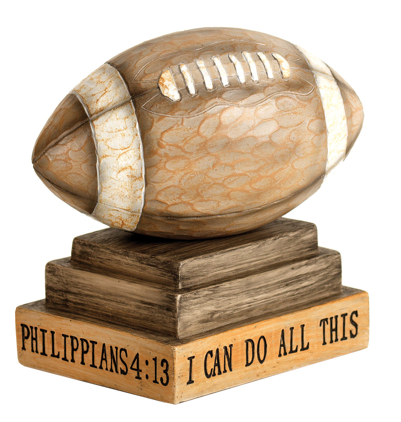 I Can Do All Things Football Brown 4 inch Resin Decorative Tabletop Figurine