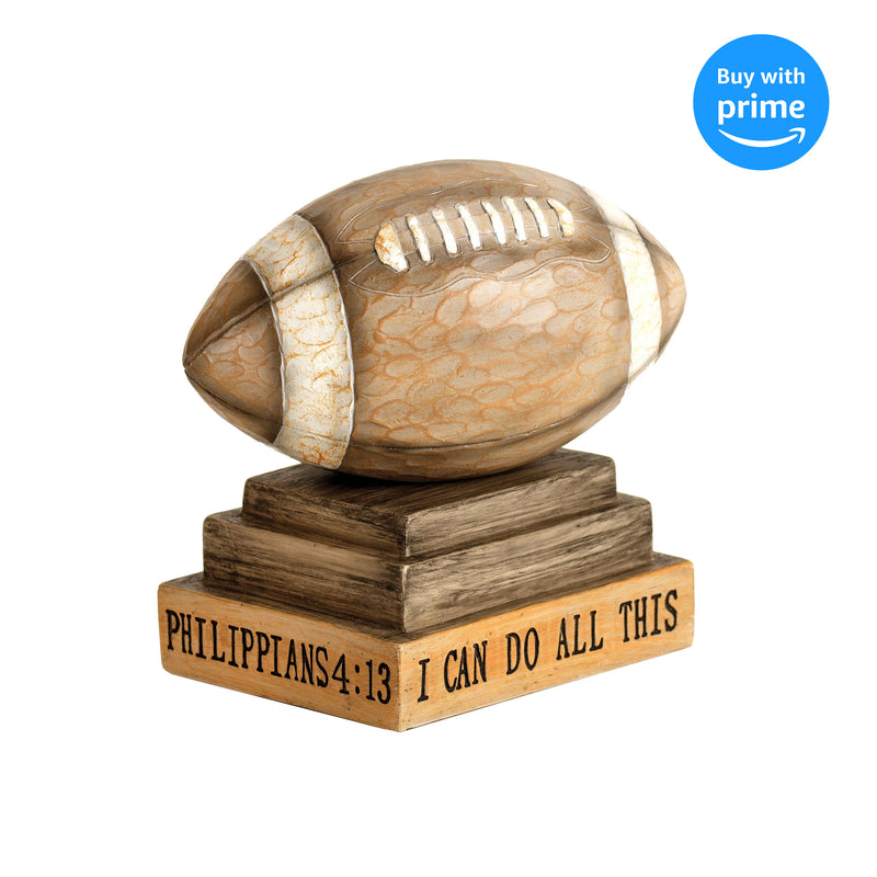 I Can Do All Things Football Brown 4 inch Resin Decorative Tabletop Figurine