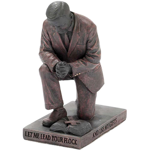 Dicksons Lead Your Flock Praying Pastor 5 inch Bronze Resin Stone Table Top Figurine