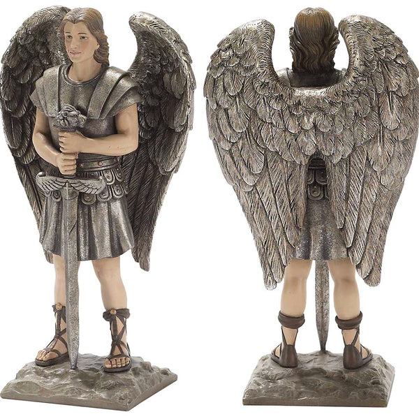 Dicksons Archangel Michael 8 x 6 inch Silver Tone Resin Stone Table Top Figurine