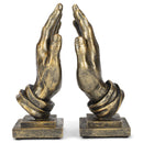 Dicksons Detailed Left and Right Praying Hands 9 inch Gray Resin Stone Bookends
