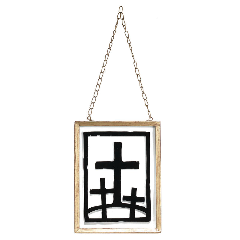 Dicksons Black Calvary Crosses 9.375 x 7.5 Metal Decorative Framed Hanging Sign