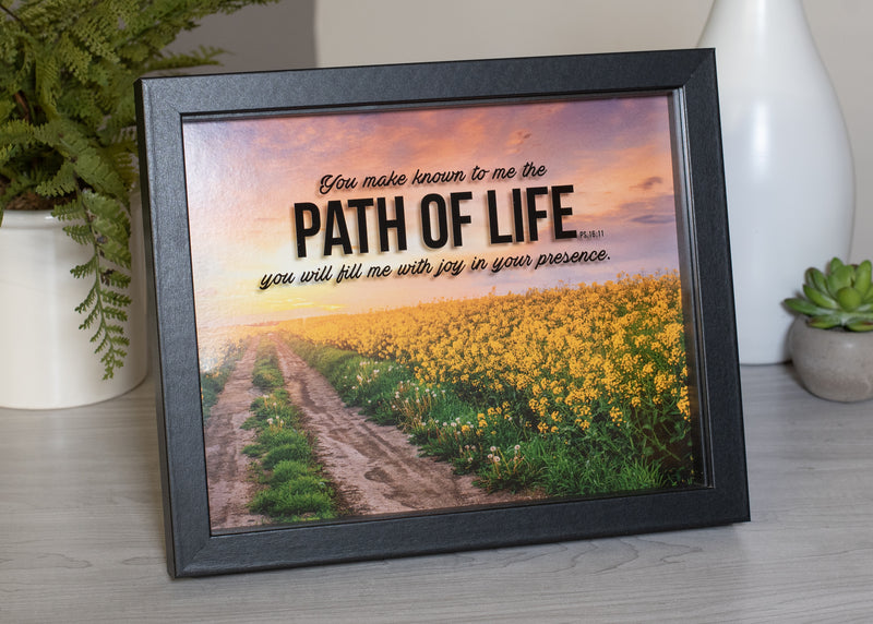 Make Your Own Path of Life Yellow Meadow 11 x 9 Wood and Glass Decorative Wall and Tabletop Frame