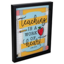 Teaching Is A Work Of Heart Yellow Pencil 11 x 14 Wood and Glass Decorative Wall and Tabletop Frame