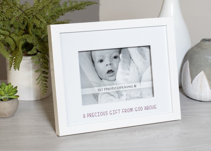 Precious Gift From Above Creamy White 11 x 9 Wood and Glass Decorative Wall and Tabletop Frame