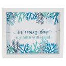 Oceans Deep Faith Will Stand Blue Coral 11 x 9 Wood and Glass Decorative Wall and Tabletop Frame