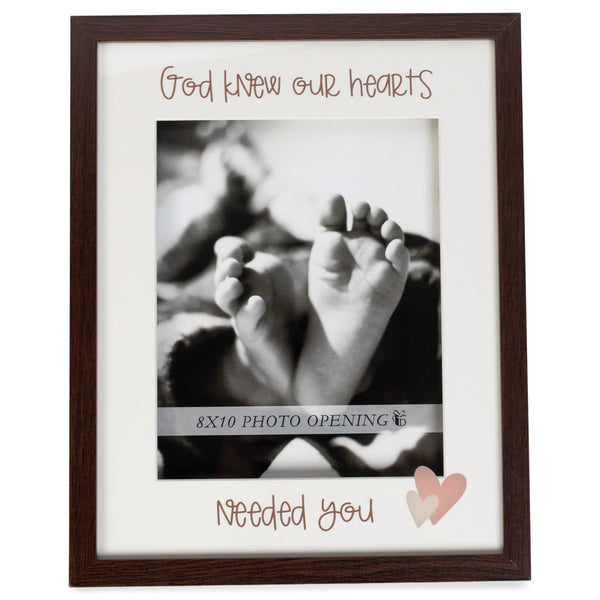 Knew Our Hearts Needed You Pink Heart 15 x 12 Wood and Glass Decorative Wall and Tabletop Frame