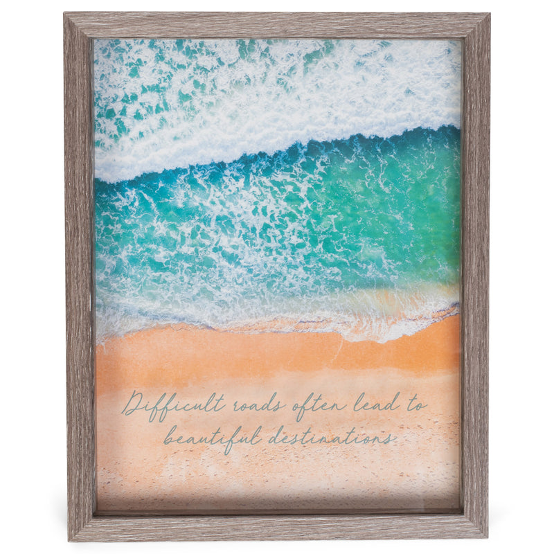 Difficult Roads Lead Beautiful Destinations Blue 15 x 12 MDF Decorative Wall and Tabletop Frame