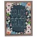 Grace Upon Grace Pink Floral 15 x 12 Wood and Glass Decorative Wall and Tabletop Frame